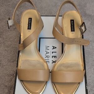 Alex Marie Tan Minimalist Leather Sandals
